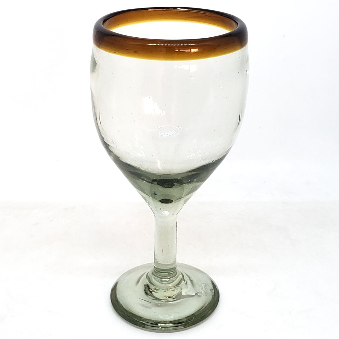 Sale Items / Amber Rim 13 oz Wine Glasses  / Capture the bouquet of fine red wine with these wine glasses bordered with a bright, amber rim.